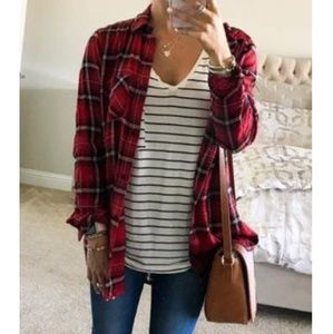 Womens ultra lite button down flannel with Earring